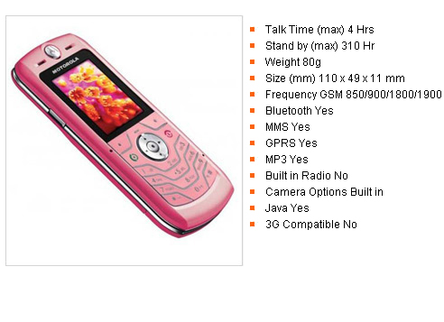 Unlocked Motorola L6 Pink