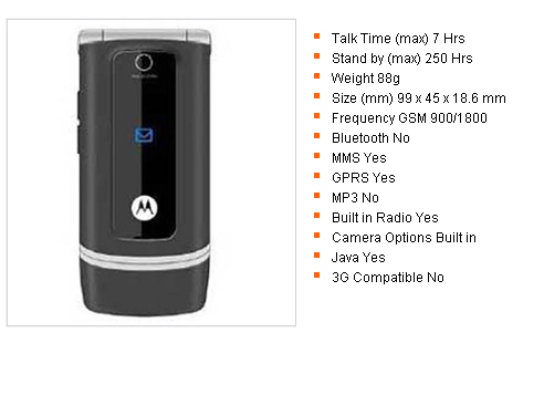 Unlocked Motorola W375 Black / Silver