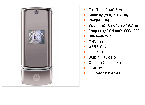 Unlocked Motorola K1 Silver Full