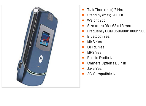 Unlocked Motorola V3 Blue Full